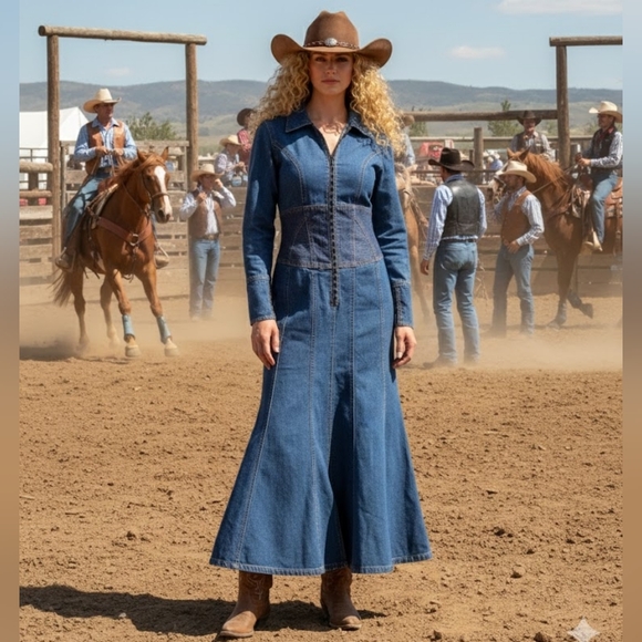 Jeanology Jackets & Blazers - Womens Sz 6 Jeanology Vintage Western Denim Dress ZERO FLAWS 100% Cotton